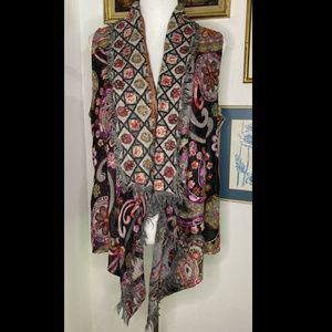 ANU Heavily Embroidered PASHMINA Wool Draped Vest